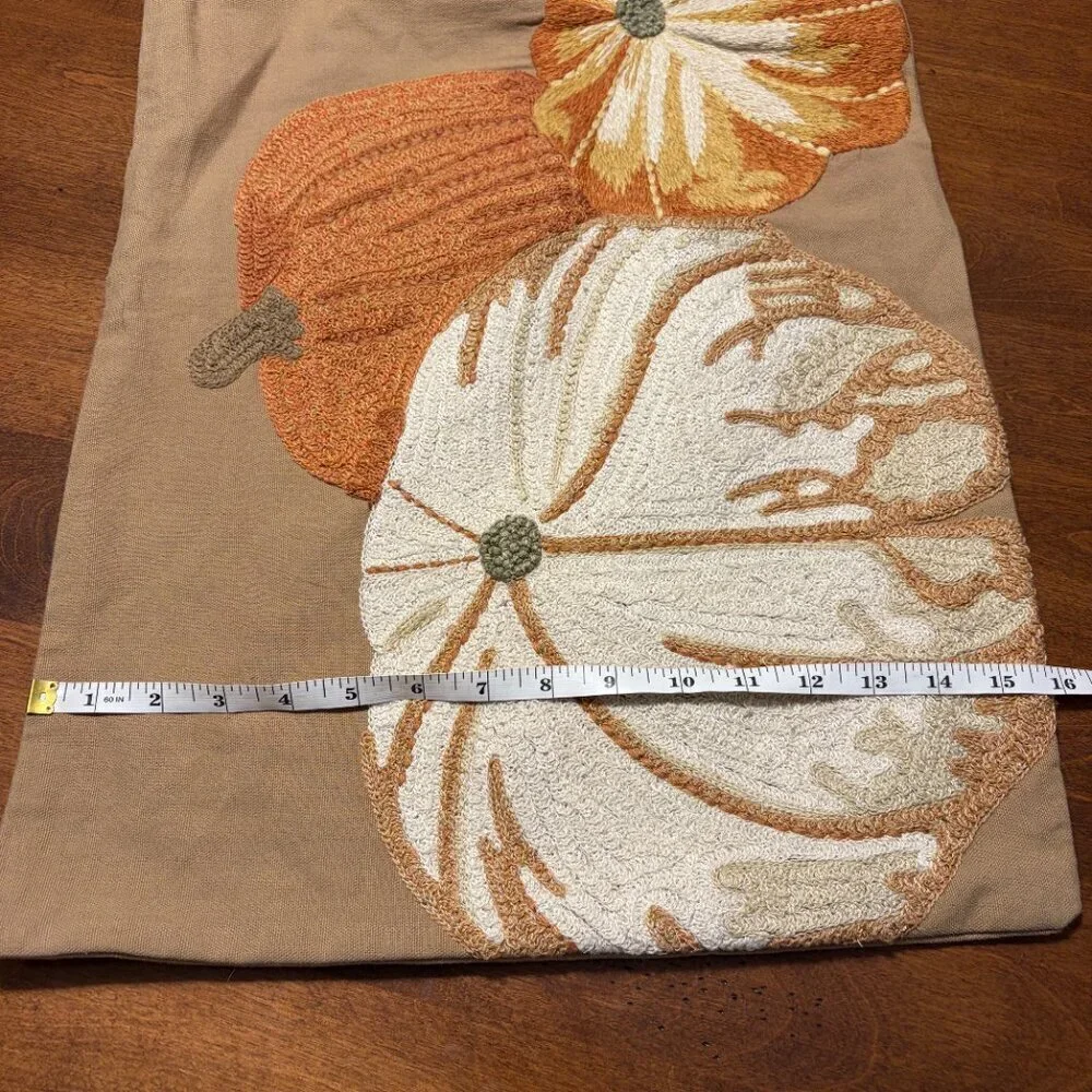 Pottery Barn accent pillowcase fall autumn pumpkin tan cotton 16x26